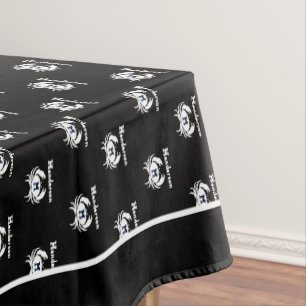 Monogrammed Black White Crab Nautical Coastal Tablecloth