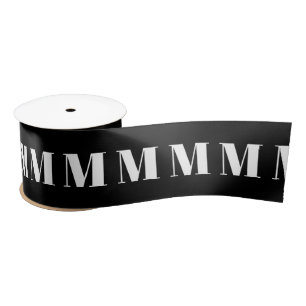 Monogrammed black white custom initial elegant satin ribbon