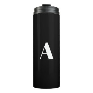 Monogrammed black white custom initial modern thermal tumbler