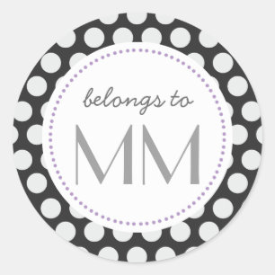 Monogrammed Black & White Dots - DIY Tags