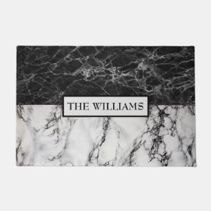 Monogrammed Black &White Marbled Doormat