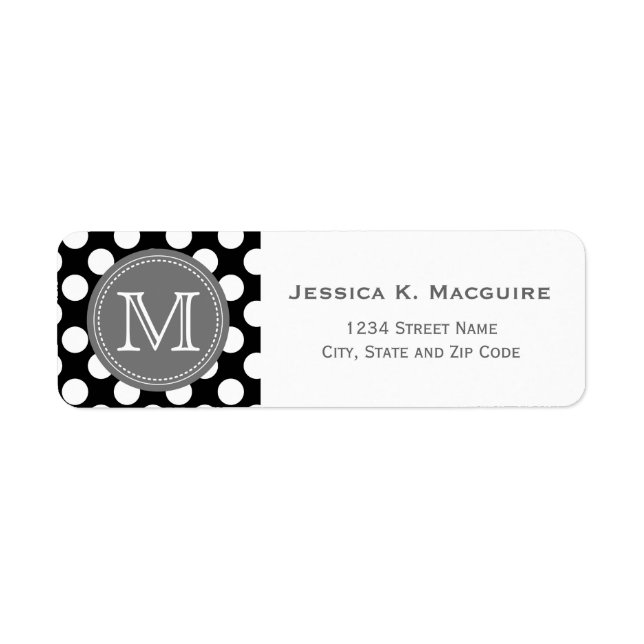 Monogrammed Black White Polka Dot Pattern (Front)