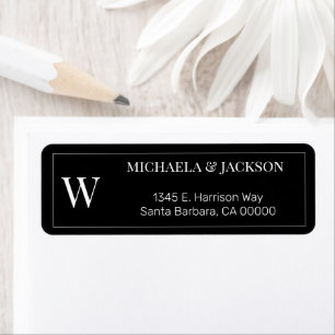 Monogrammed Black White Simple Return Address