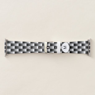 Monogrammed Black & White Simulated 3D Apple Watch Band