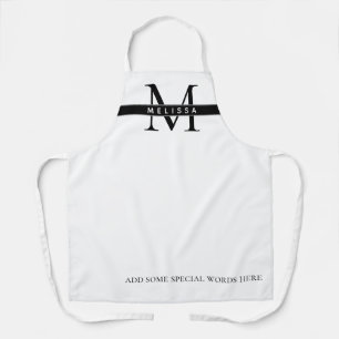 Monogrammed blackandwhite Apron with Name