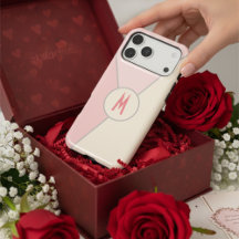 monogrammed Bloc de couleur rose élégant