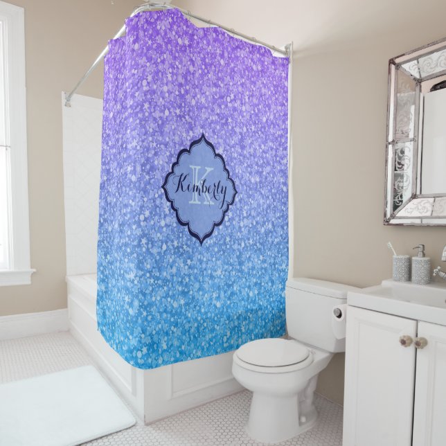 Monogrammed Blue And Purple Glitter (In Situ)