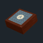 Monogrammed Blue Argyle Keepsake Box<br><div class="desc">Dusty blue argyle gives this sleek wooden box retro style.  Use this elegant box as a jewellery box,   keepsake box,  decor,  etc... .Personalize this box by changing the monogram letter to suit your needs. This vintage style box is great for men or women. The design is from original art.</div>