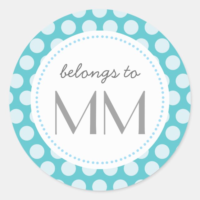 Monogrammed Blue Dots - DIY Tags (Front)