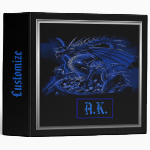 Monogrammed Blue Dragon Binder