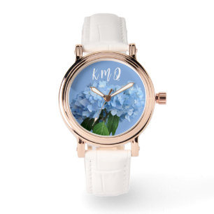 Monogrammed Blue Floral Custom Band Watch