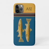 Monogrammed Blue fly fisherman trout