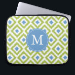 Monogrammed Blue Green Diamond Ikat Pattern Laptop Sleeve<br><div class="desc">Stylish and chic design features a colourful and trendy diamonds ikat pattern and can be personalized with your monogram,  initial,  name,  or any text of your choice for a perfect custom gift!</div>