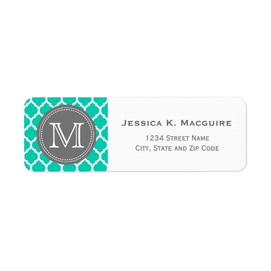 Monogrammed Blue & Grey Return Address Label