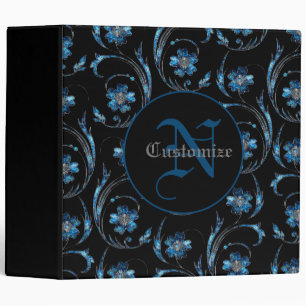 Monogrammed Blue Shimmer Floral 2 Binder