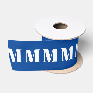 Monogrammed blue white custom initial modern gift satin ribbon