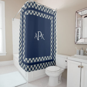 Monogrammed Blue, White, Multi Thread Plaid
