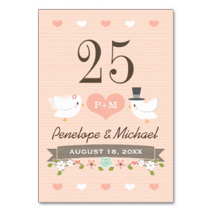 Monogrammed Blus Love Birds Dove Table Number