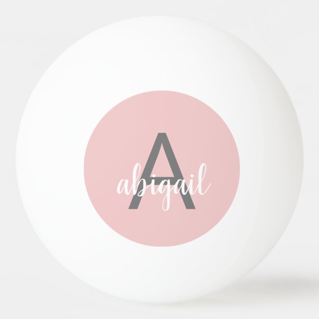 Monogrammed Blush Pink Add Your Own Name Ping Pong Ball (Front)