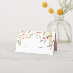 Monogrammed Blush Pink Australian Flowers Wedding Place Card