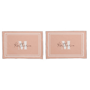 Monogrammed Blush Pink Pillowcase