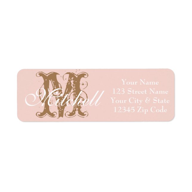 Monogrammed Blush Pink return address labels (Front)