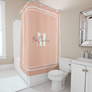 Monogrammed Blush Pink Shower Curtain
