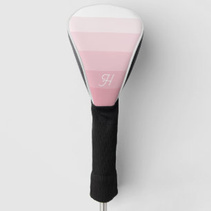 Monogrammed Blush Pink White Ombre Stripe Golf Head Cover