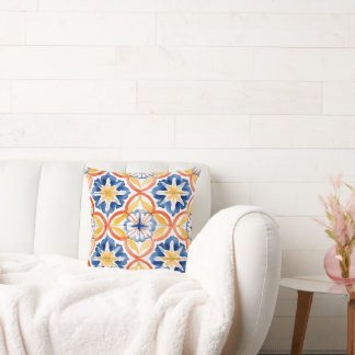 Monogrammed Boho Chic Accent Tile Throw Pillow