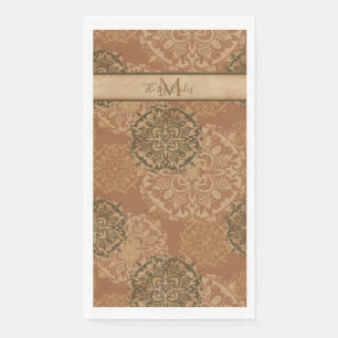Monogrammed Boho Dark Rust Mandalas Napkin