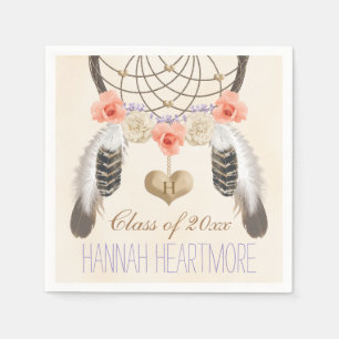 Monogrammed Boho Dream Catcher Graduation Party Napkin