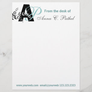 Monogrammed Bold Initials Personalized Business Letterhead