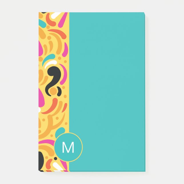 Monogrammed Boldy Colored Abstract Post-it Notes (Front)