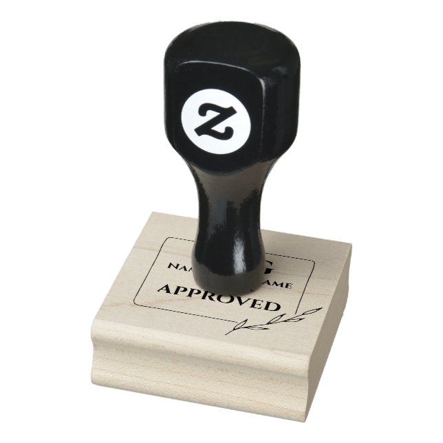 Monogrammed Botanical Framed Owner Approved  Rubber Stamp (Stamp)