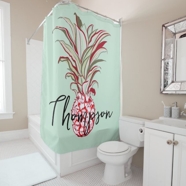 Monogrammed bright background cute pineapple blue (In Situ)