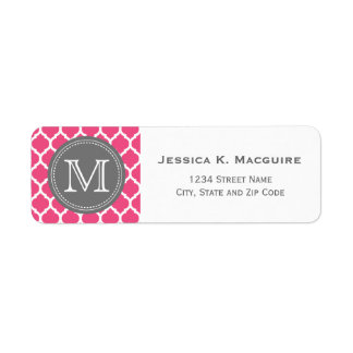 Monogrammed Bright Pink & Grey Lattice