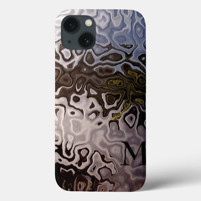 Monogrammed Brown Gray Shimmering Snakeskin Effect Case-Mate iPhone Case (Back)