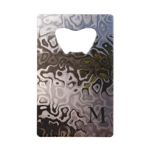 Monogrammed Brown Grey Shimmering Snakeskin Effect Wallet Bottle Opener