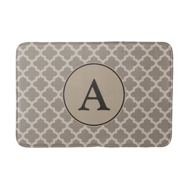 Monogrammed Brown Pattern Bath Mat (Front)