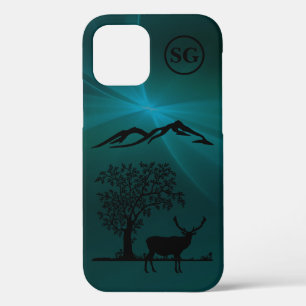 Monogrammed Buck Silhouette Apple iPhone 12 Coque