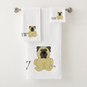 Monogrammed Bullmastiff Dog Design Bath Towel Set