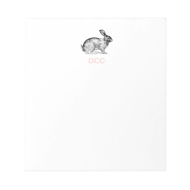 Monogrammed Bunny Rabbit Note Pad (Front)