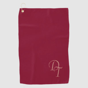 Monogrammed -  burgundy colour golf towel