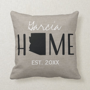 Monogrammed Burlap Home State Arizona   Throw Pillow