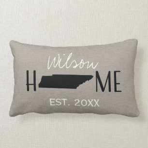 Monogrammed Burlap Home State Tennessee   Lumbar Pillow