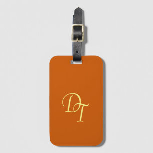 Monogrammed -  burnt orange luggage tag