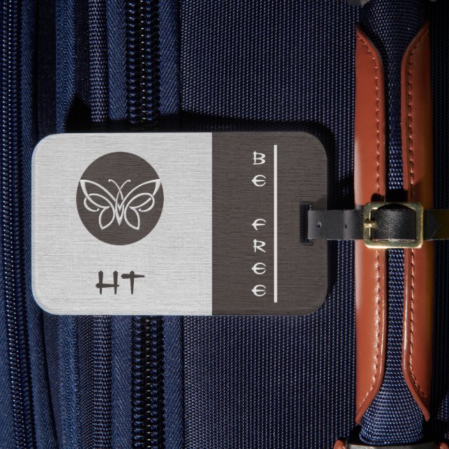 Monogrammed Butterfly Linen Look Luggage Tag (Front Insitu 4)