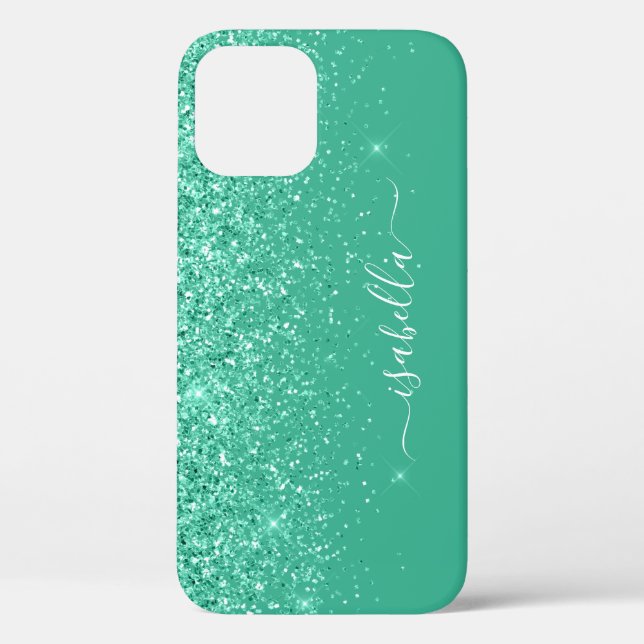 Monogrammed Cell Phone Case Green Script Name (Back)