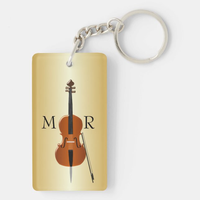 Monogrammed Cello Keychain (Back)