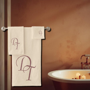 Monogrammed -  champagne colour bath towel set